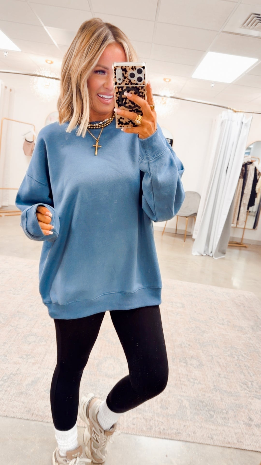 The Classic Crew Pullover-Dusty Blue