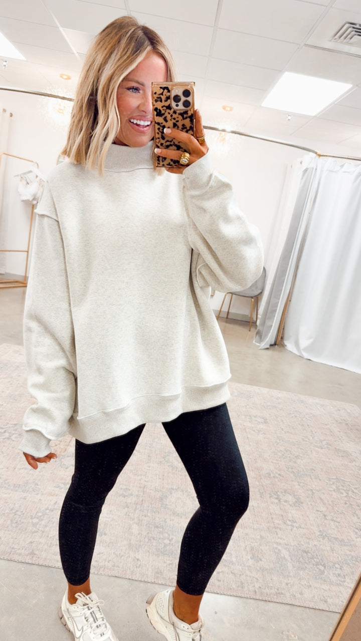 Ash Grey Reversible Mock Neck Sweatshirt