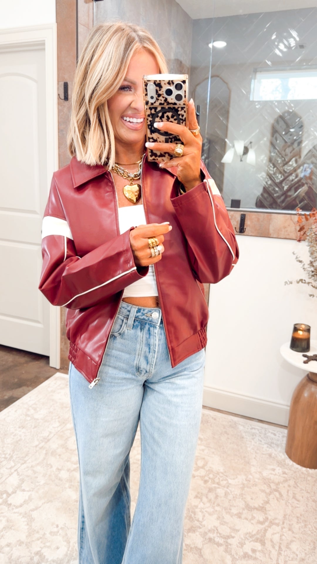 Camila Faux Leather Racer Jacket