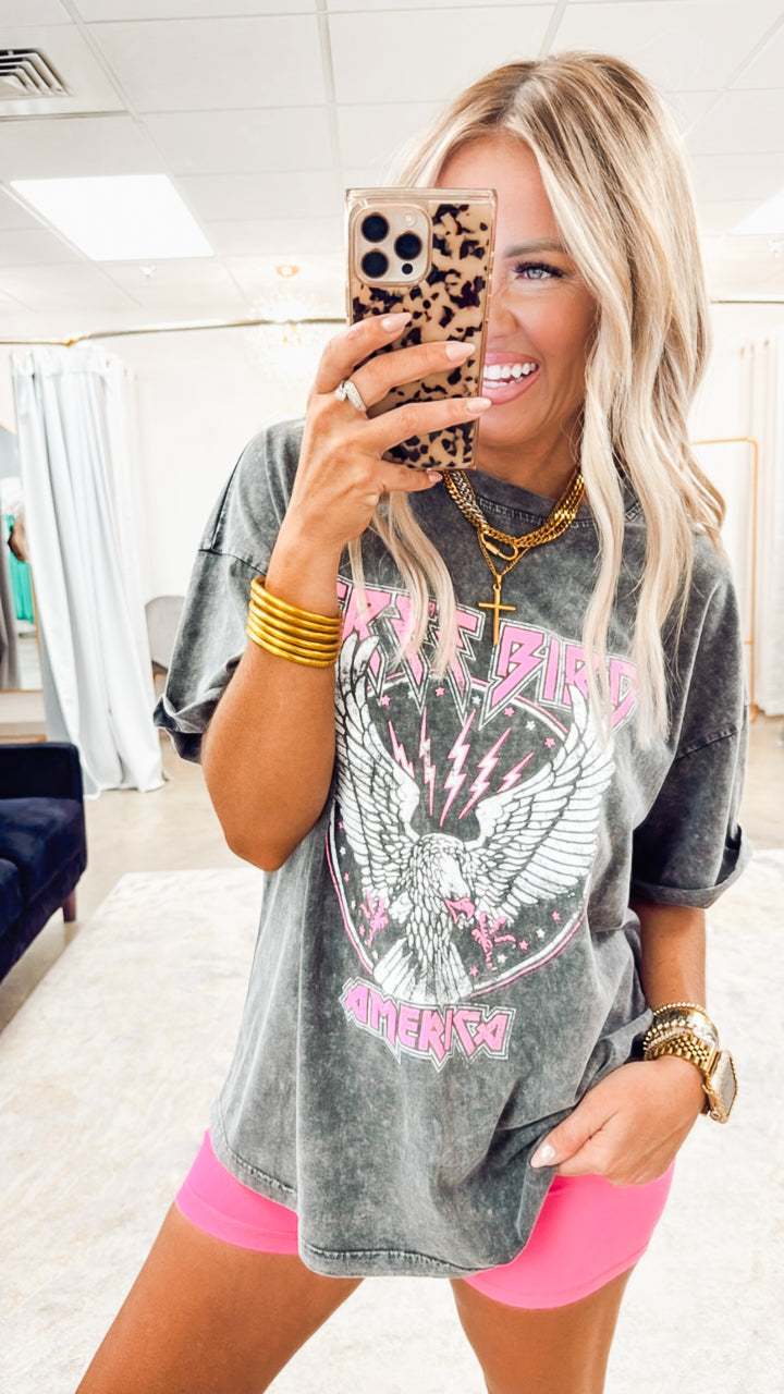 Free Bird America Graphic Tee-Black
