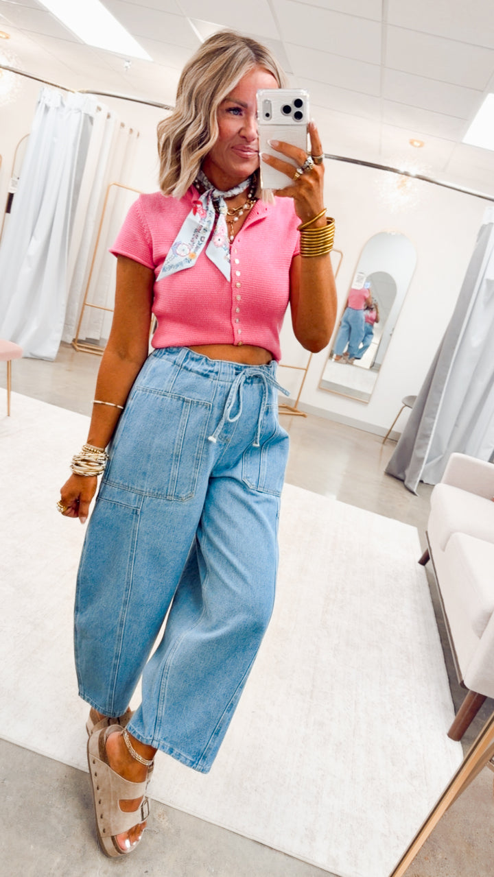 The Della Barrel Jean-Light Blue