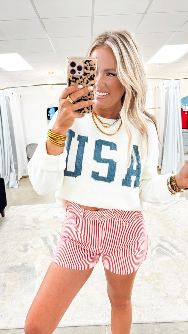 USA Relaxed Cropped Sweater