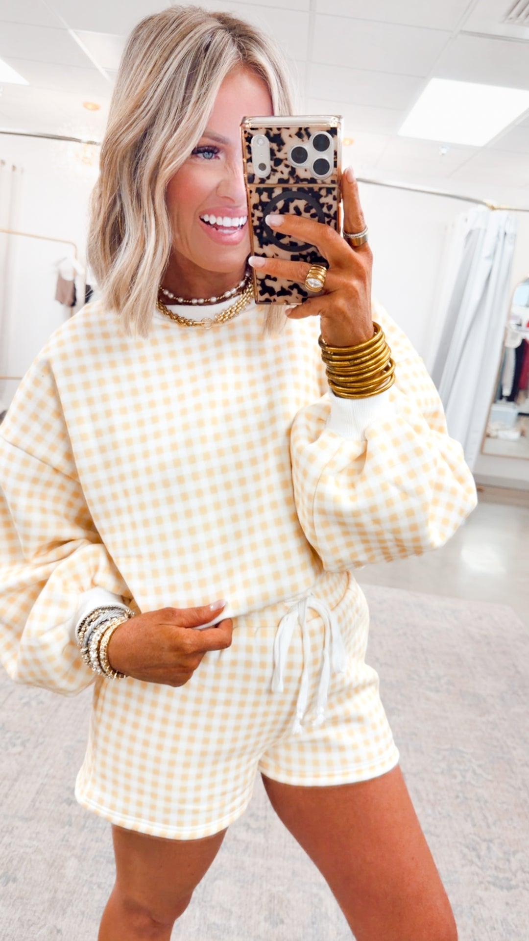 Gingham Lounge Set-Yellow