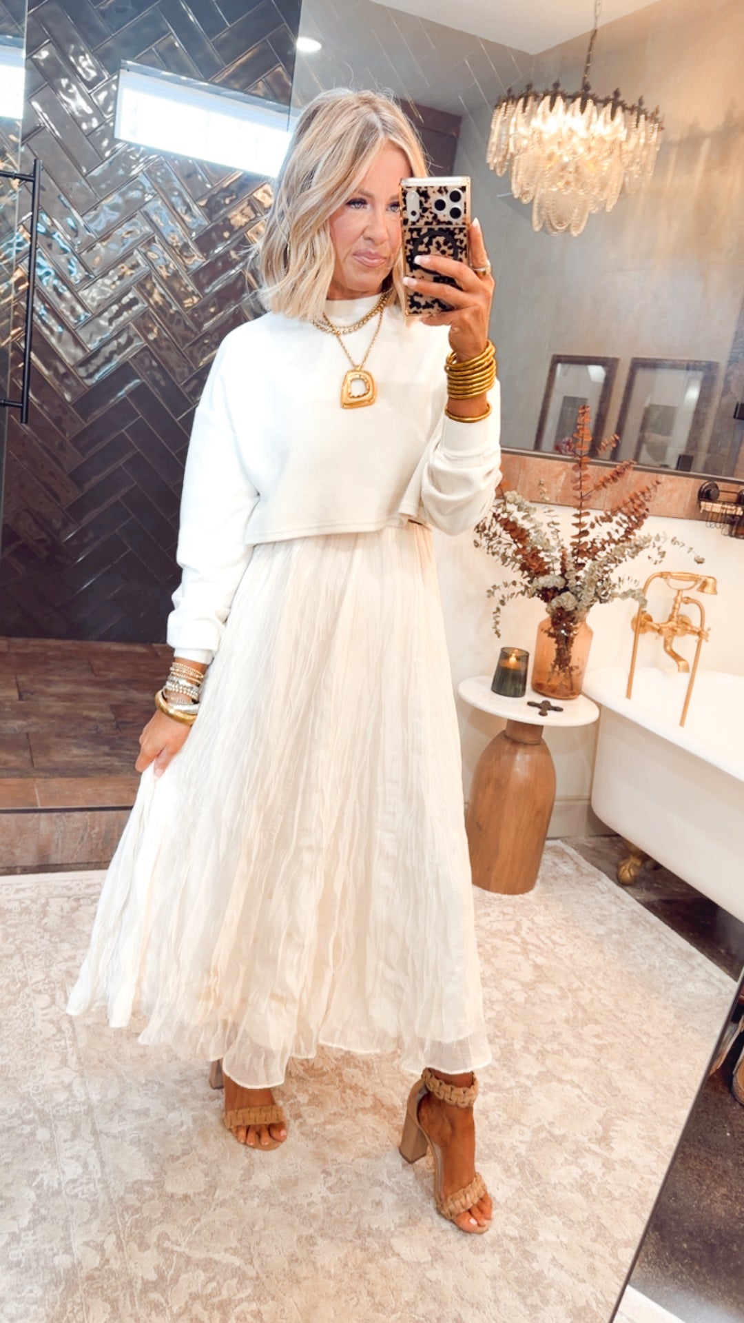 Millie Midi Skirt-Pearl