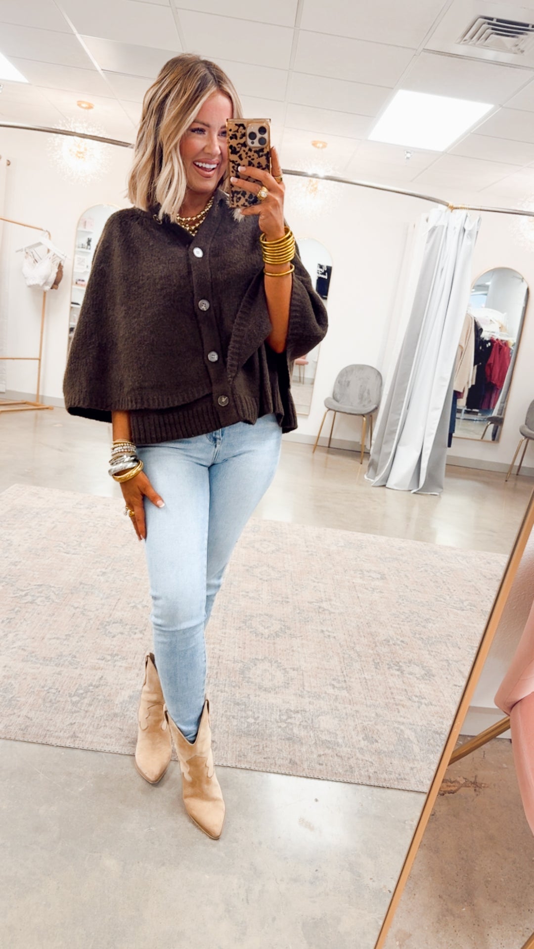 Sweater Cape Cardigan-Espresso