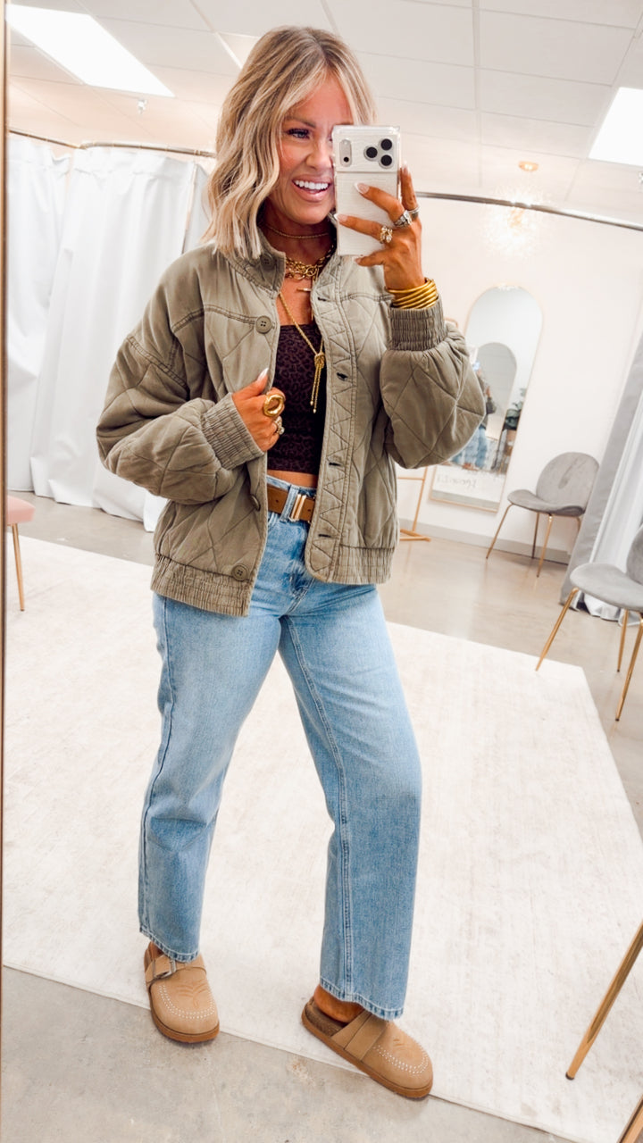 The Magnolia Quilted Jacket-Olive