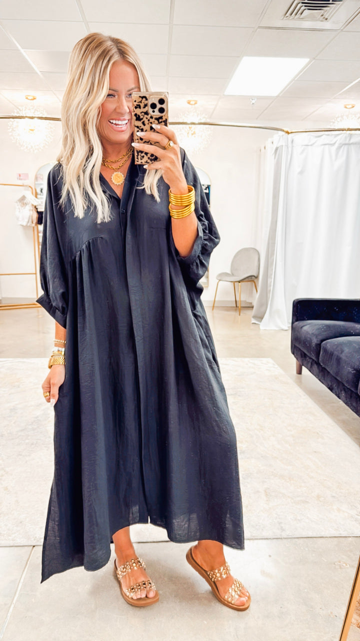 The Haven High-Low Shirt Dress-Black