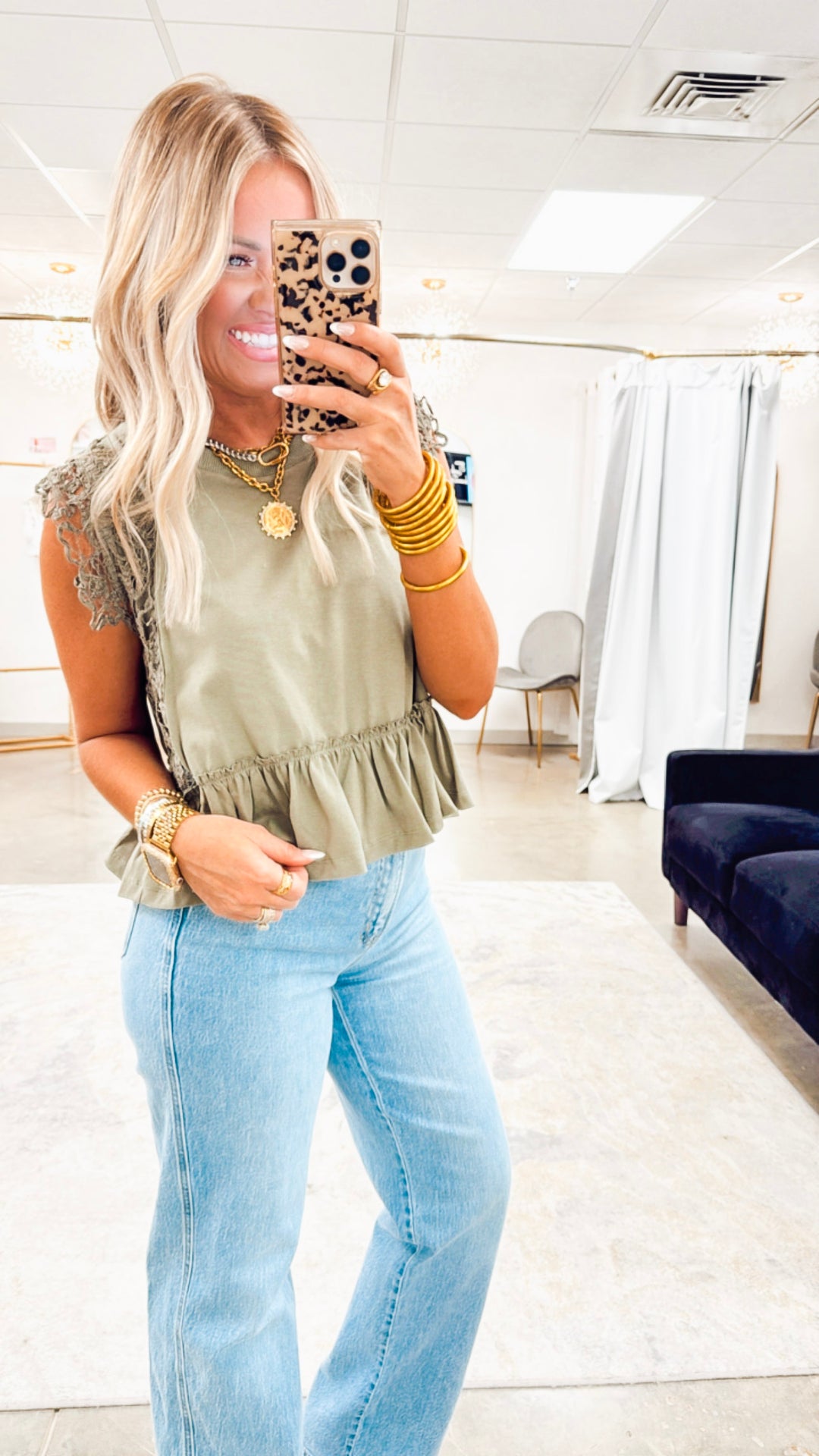Wisteria Lace Top-Forest