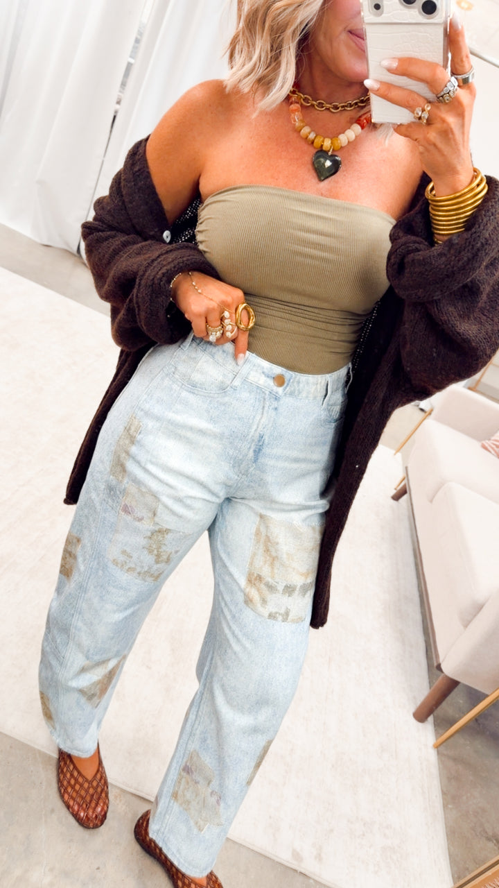 The Lola Ruched Tube Top-Dk Olive