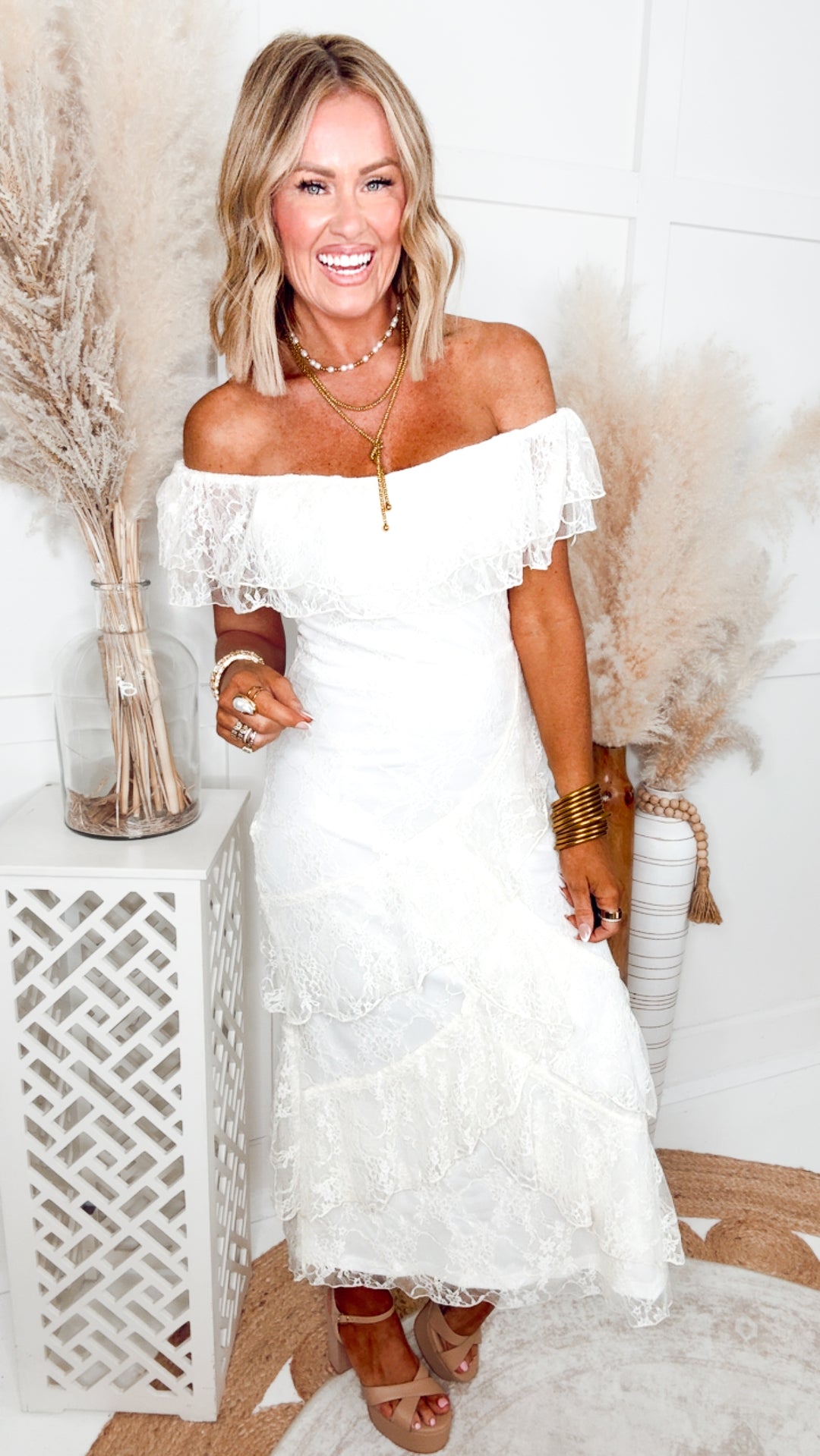 The Enchanted Lace Maxi Dress-Ivory