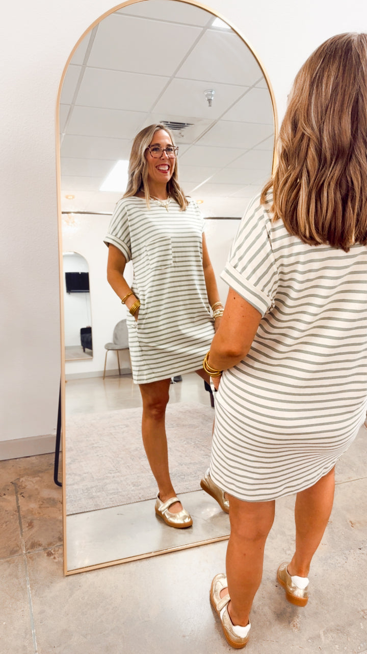 The Coastal Club T-Shirt Dress-Sage