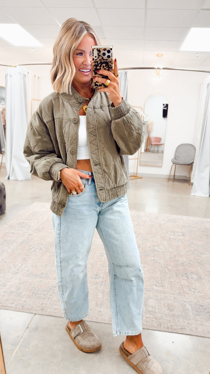 The Magnolia Quilted Jacket-Olive