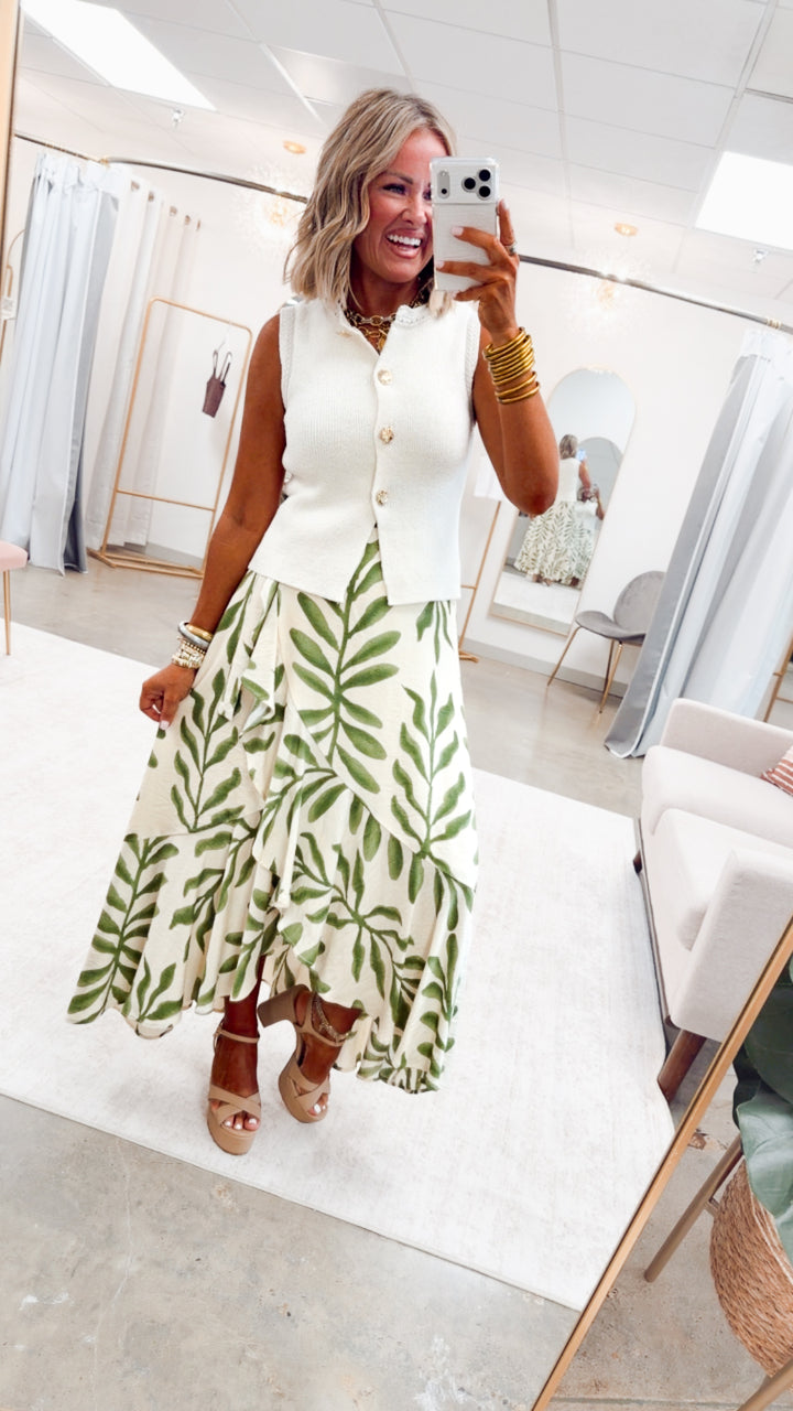 Olive Fern Maxi Skirt
