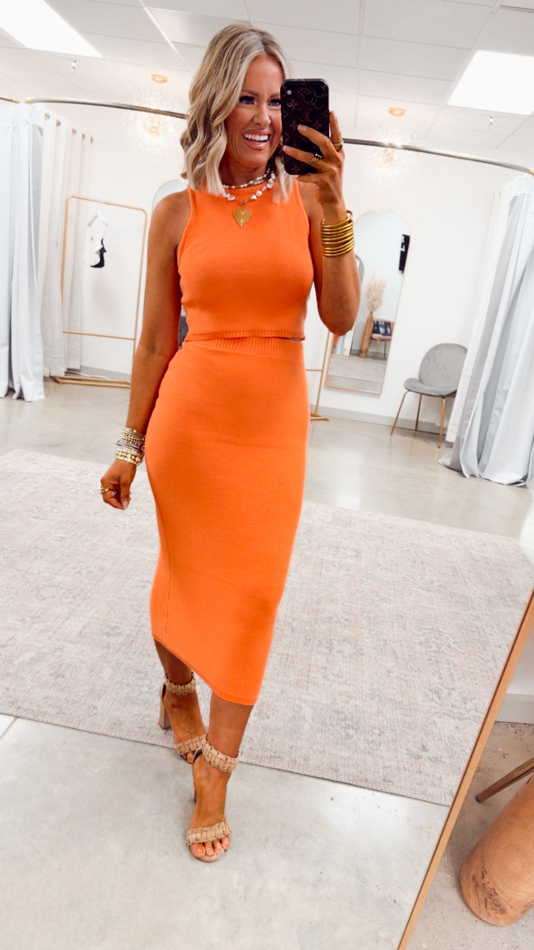 Lara Crop Top & Maxi Skirt Set-Orange
