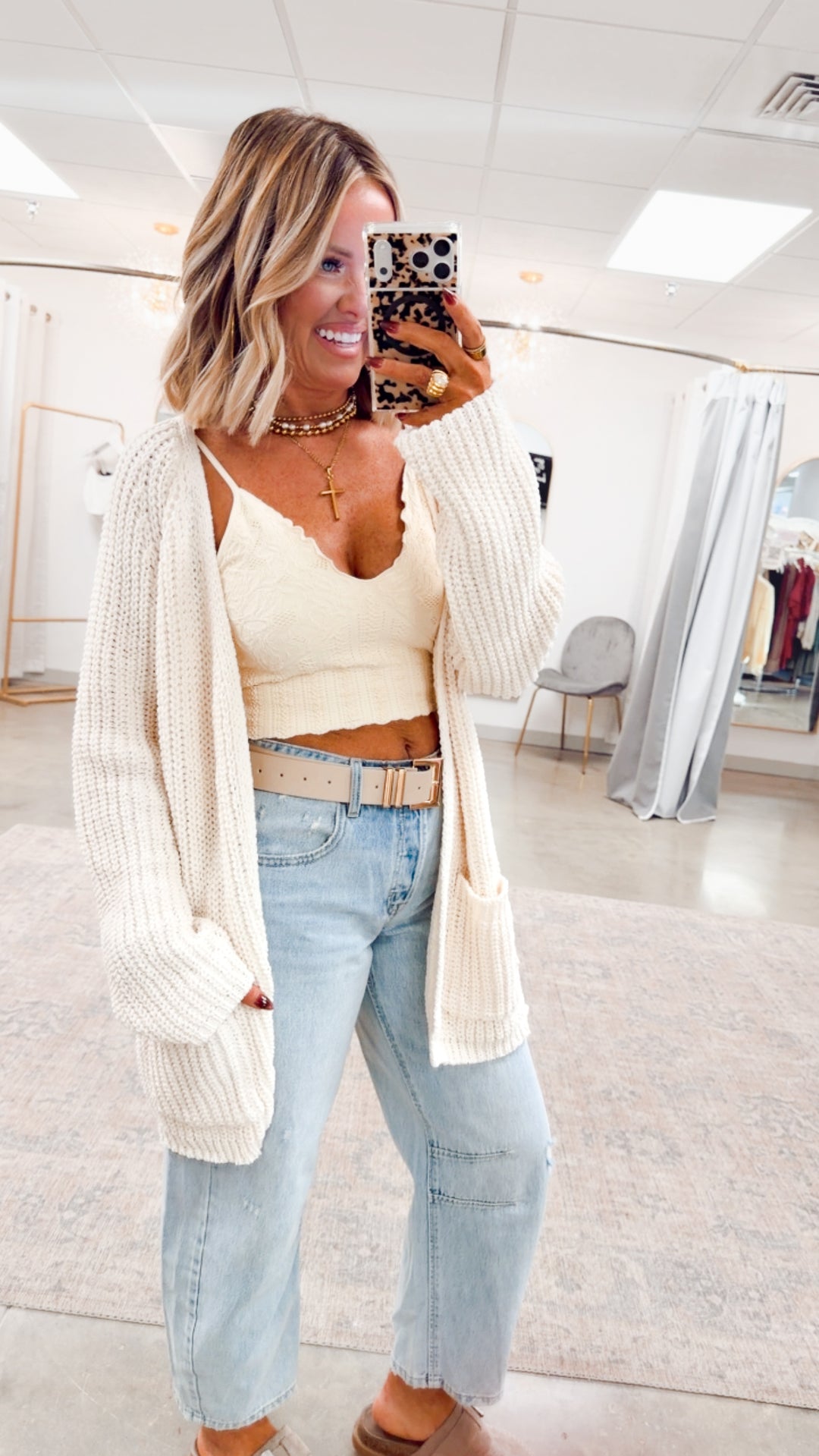 Hollow Pines Cardigan-Powder Cream