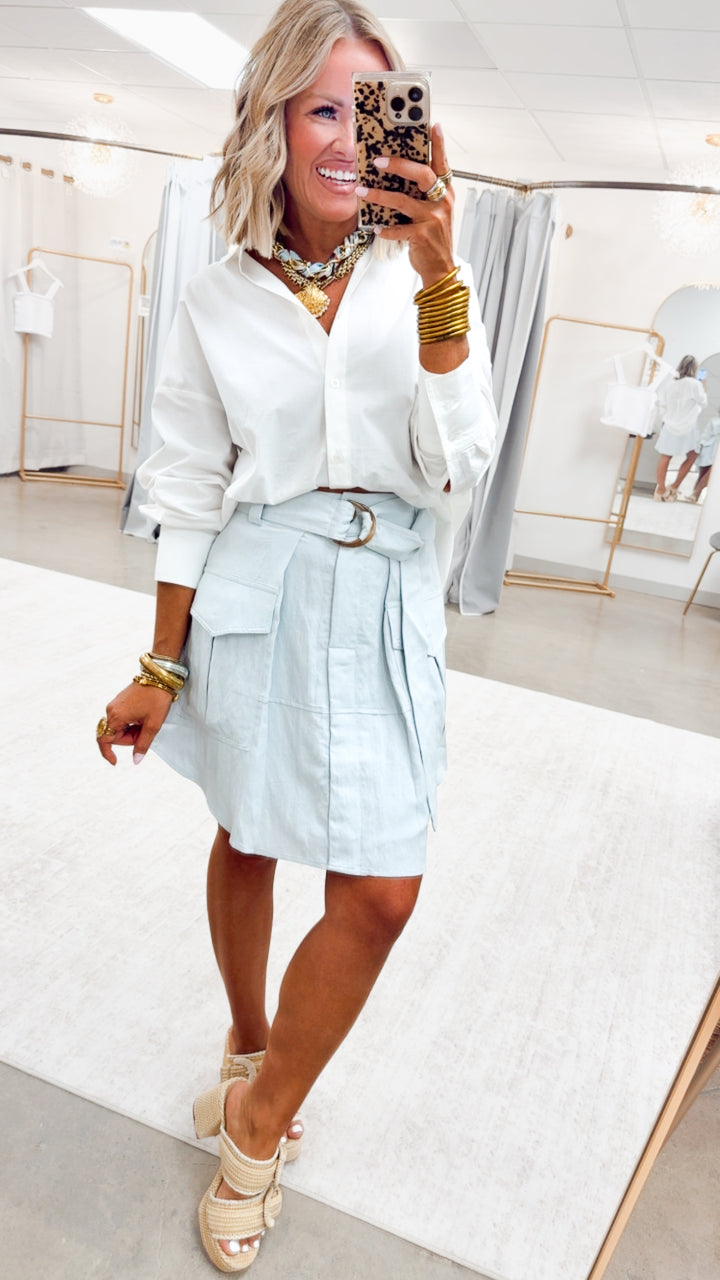 The Berkeley Cargo Skirt-Blue Breeze
