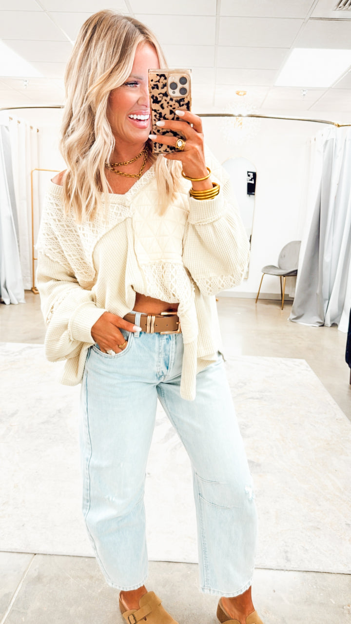 Indie Stitch Top-Oatmeal