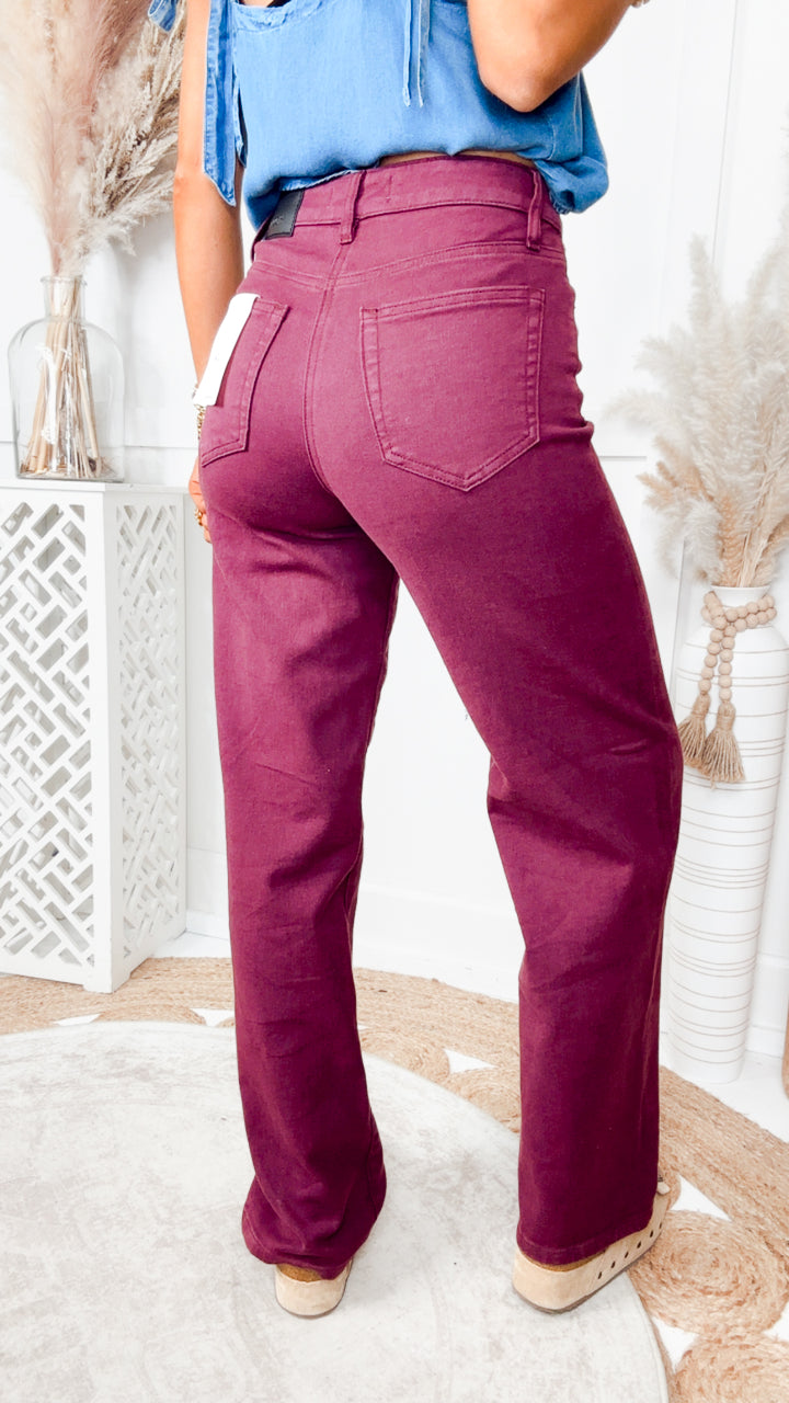The Logan High Rise Dad Jean-Burgundy