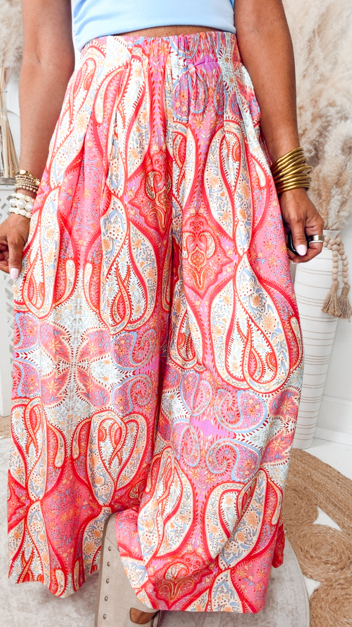 The Tropic Breeze Wide Leg Pants-Pink