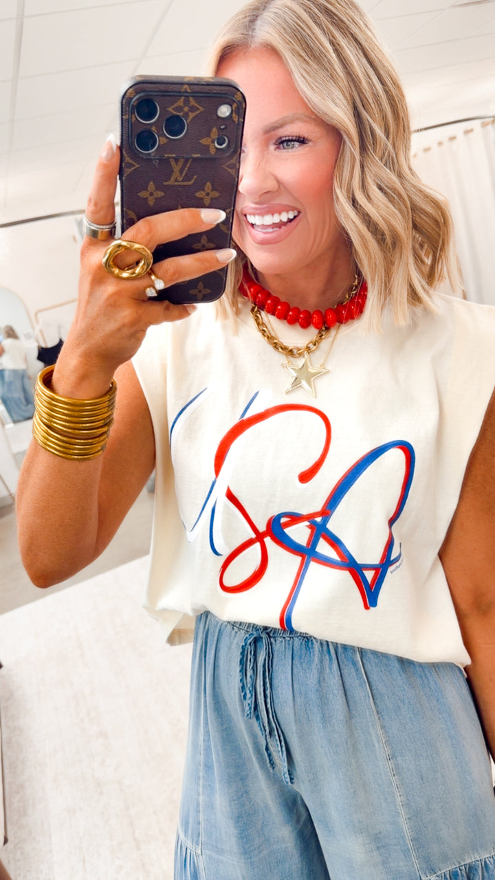 USA Muscle Tank-Ivory