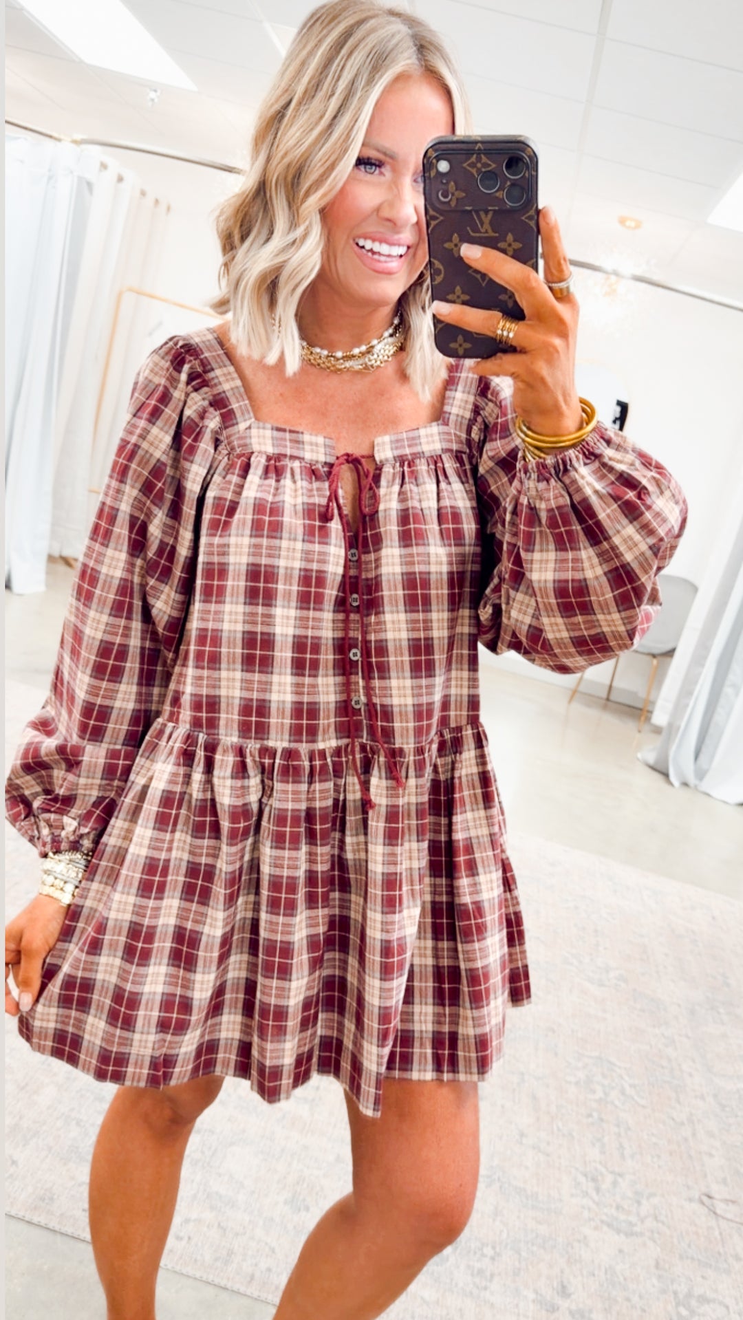 Harvest Checkered Mini Dress
