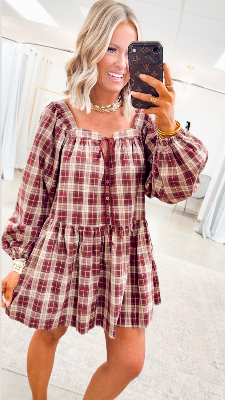 Harvest Checkered Mini Dress
