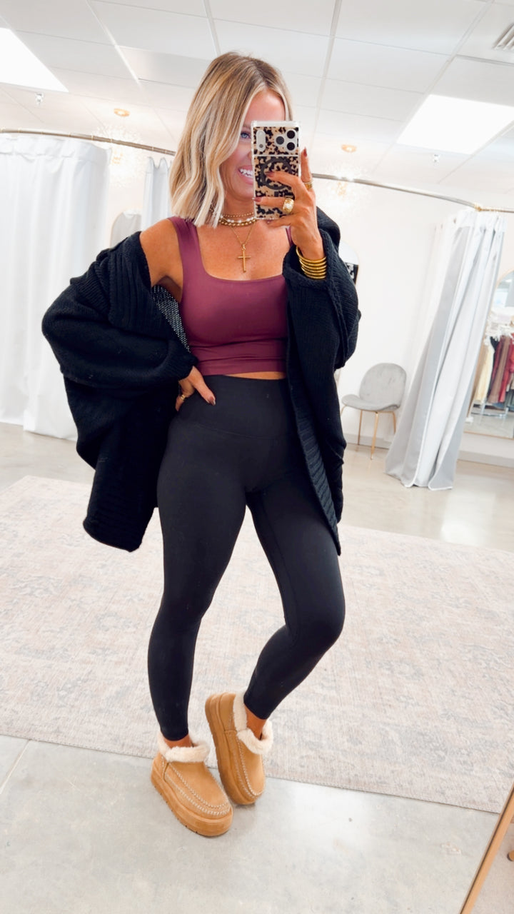 Amelia Drape Cardigan-Black