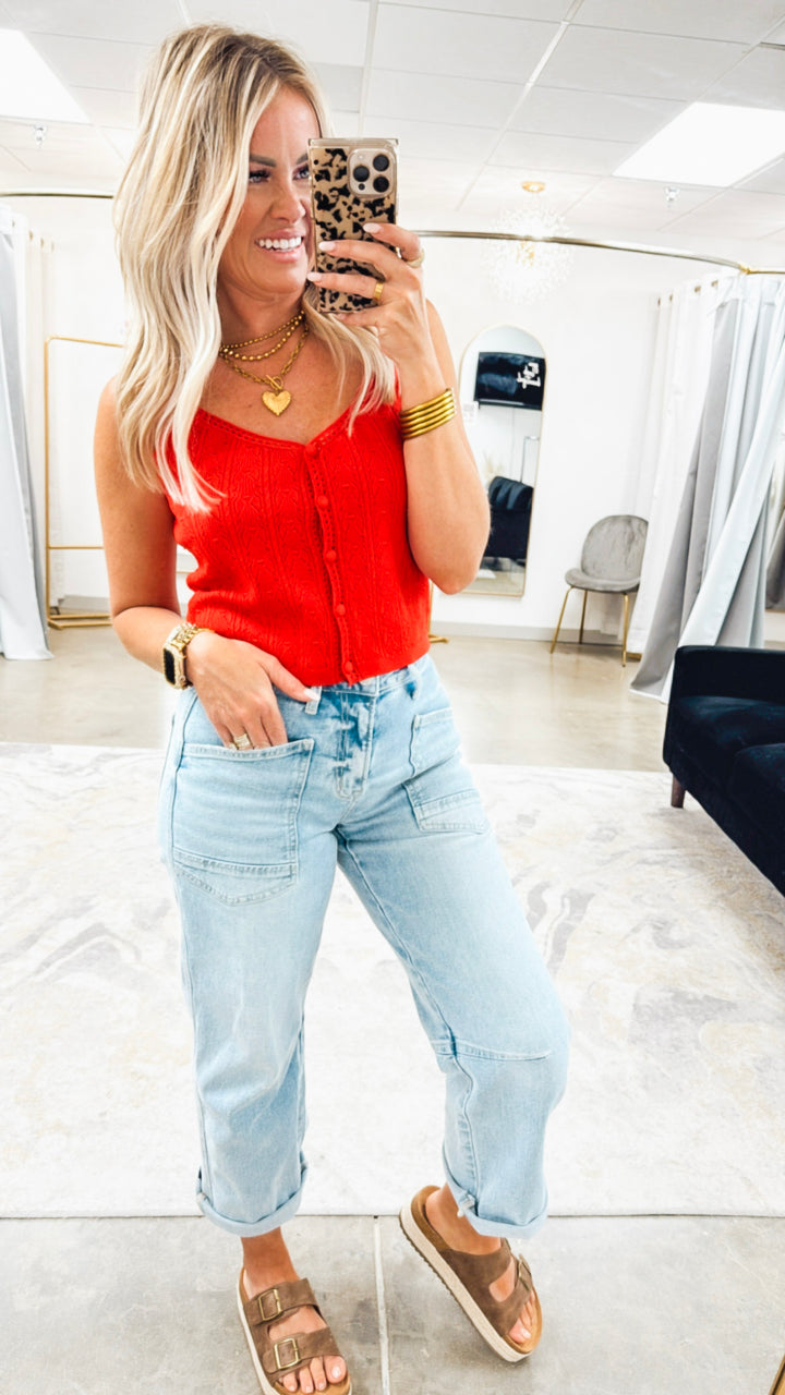 Zola Tank Top-Red