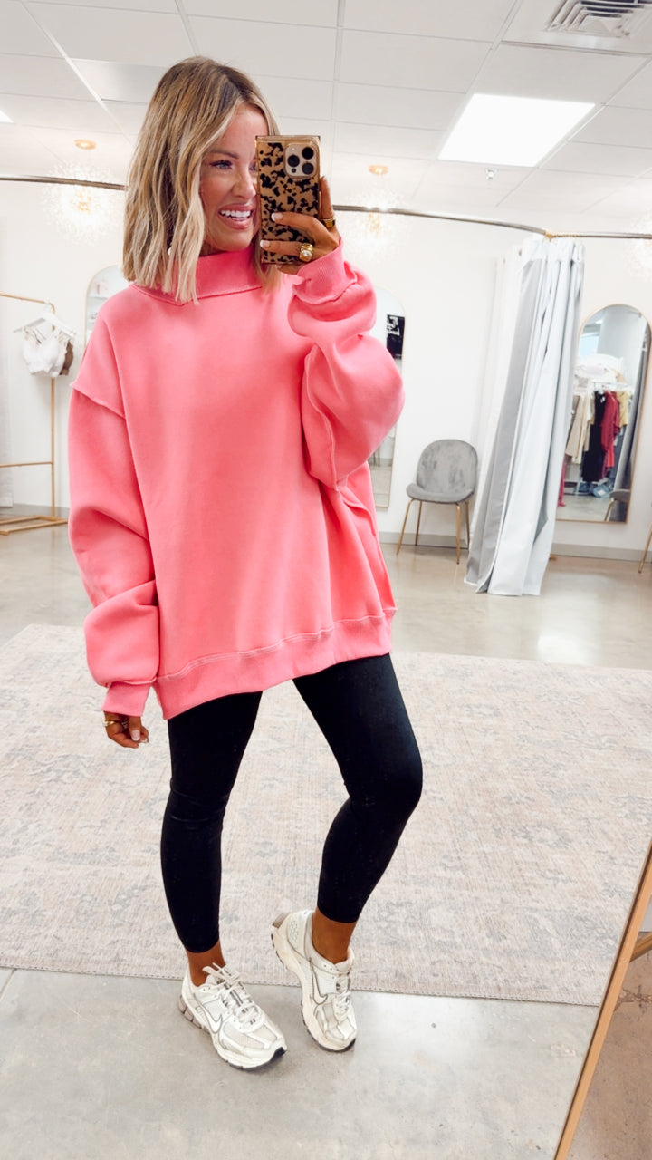 Pink Reversible Mock Neck Sweatshirt