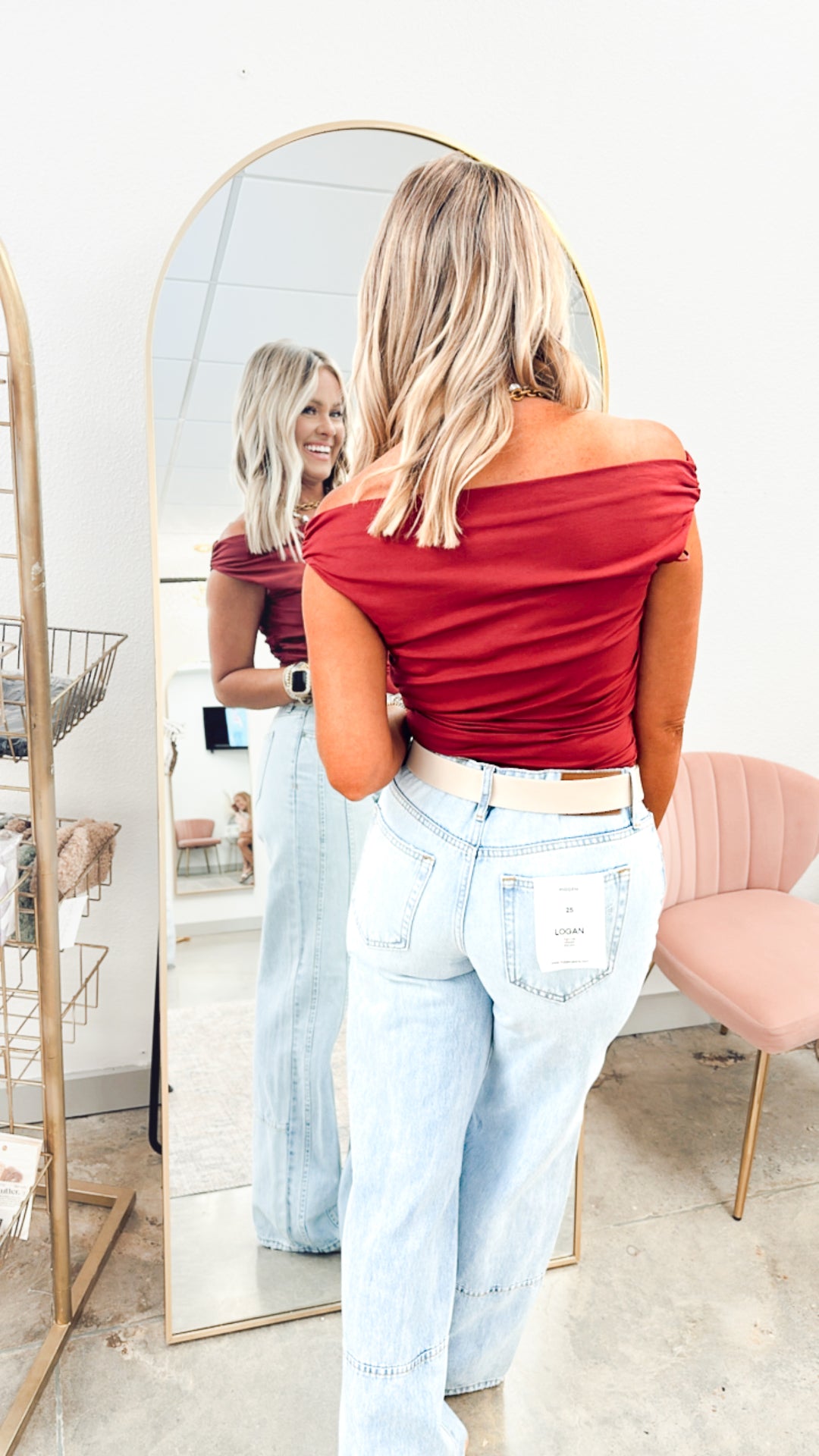 Amara Off Shoulder Top-Maroon