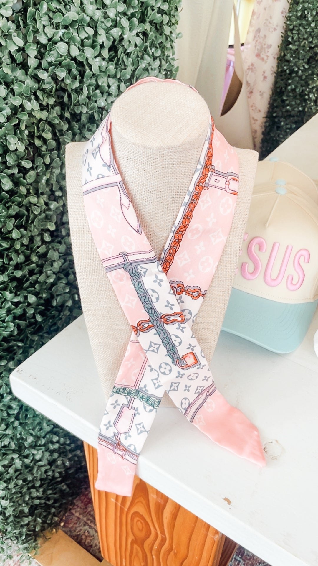 Louis Pink Twilly Scarf Necklace