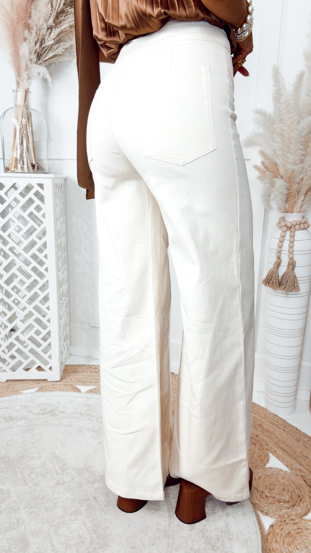 Katherine High Waisted Wide Leg Jean-Ecru
