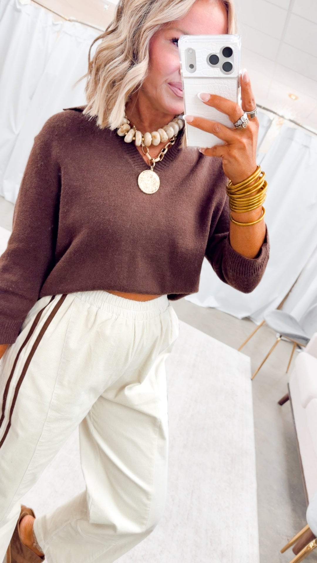 The Hampton House Sweater-Chocolate