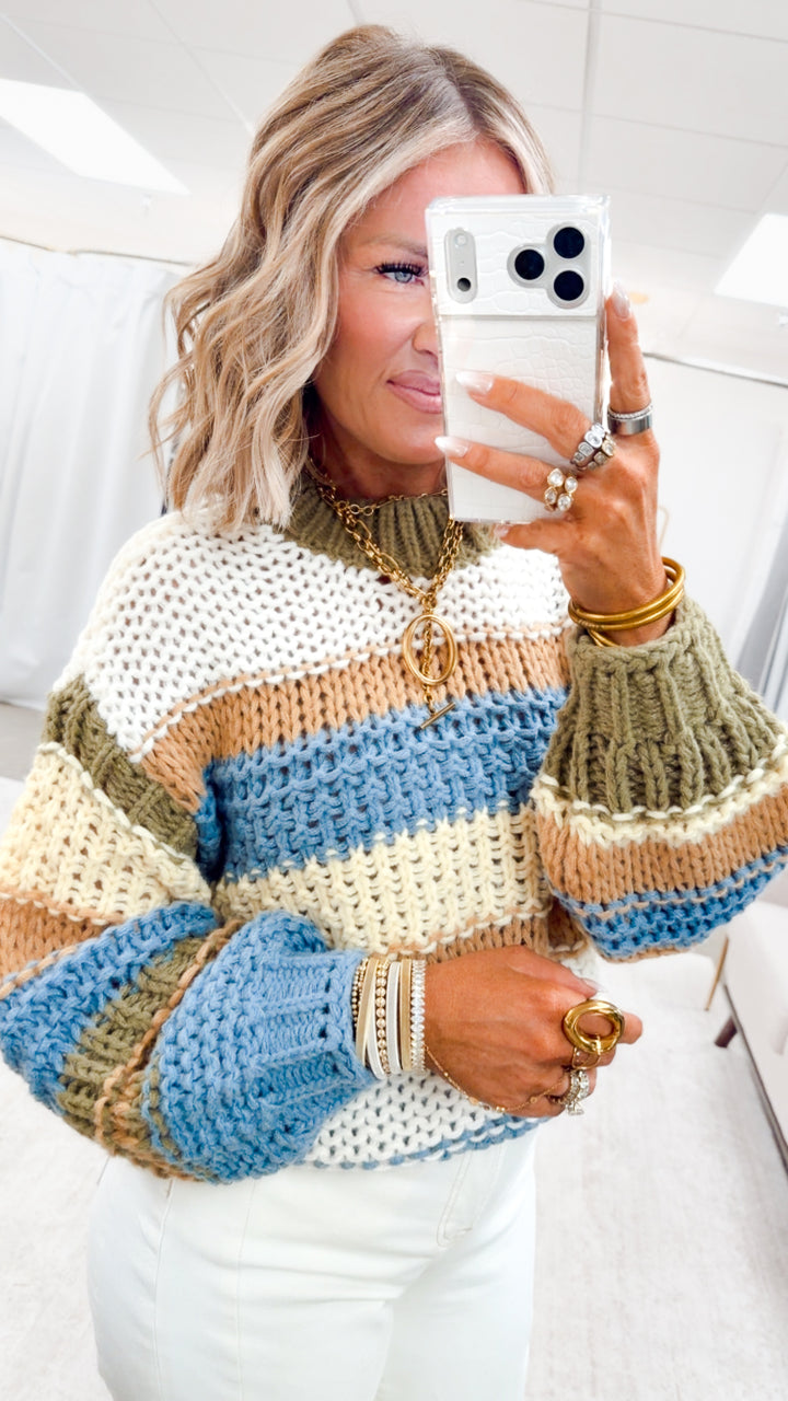 Honey & Hues Sweater-Denim/Yellow