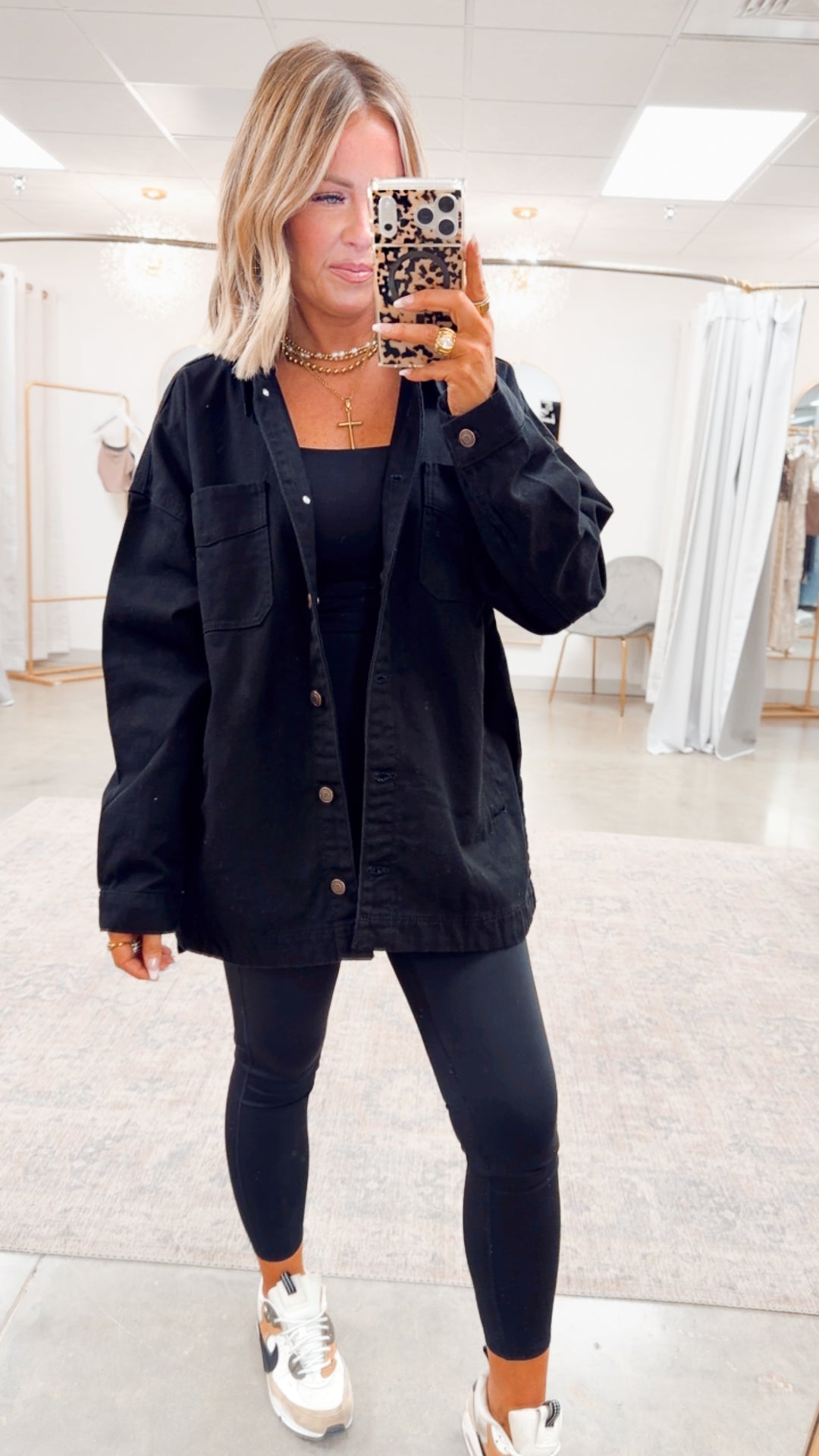 The Porter Oversized Shacket-Black