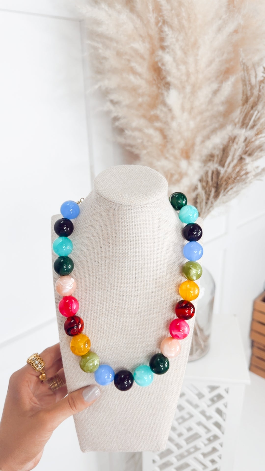 The Celia Chunky Beaded Necklace-Multi
