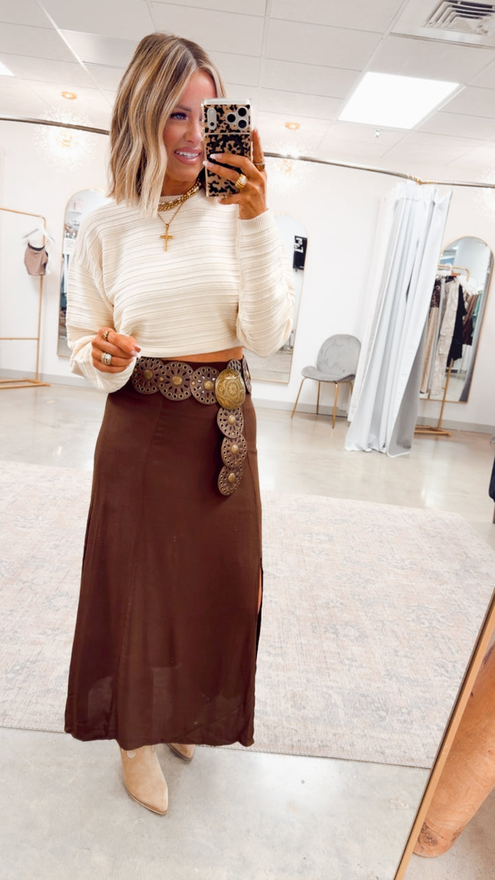 The Marlow Midi Skirt-Brown