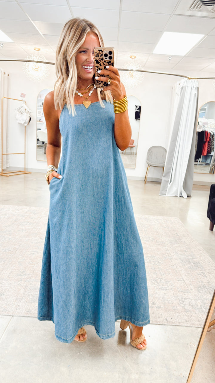 Country Fields Cami Dress-Denim