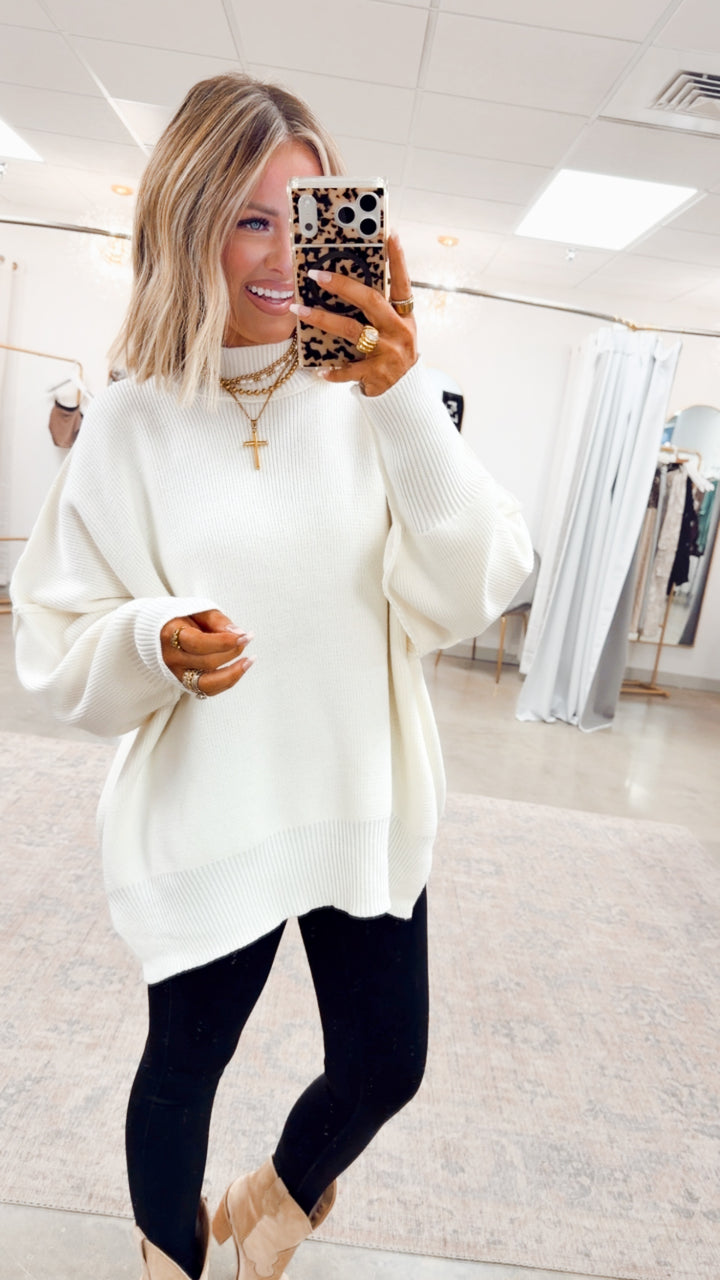 Ivory Chill Mock Neck Sweater