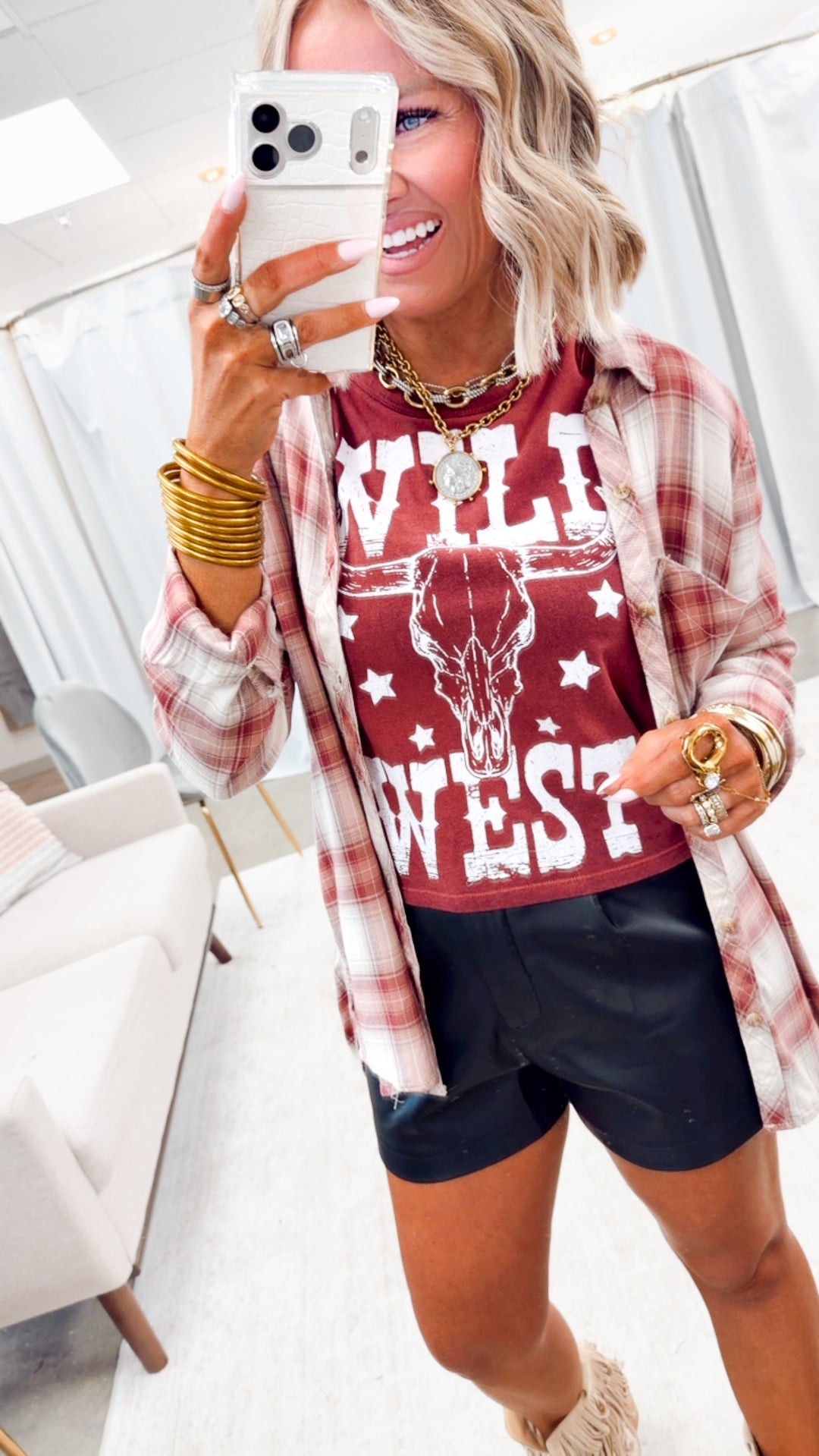 Wild West Longhorn Graphic Tee-Wine