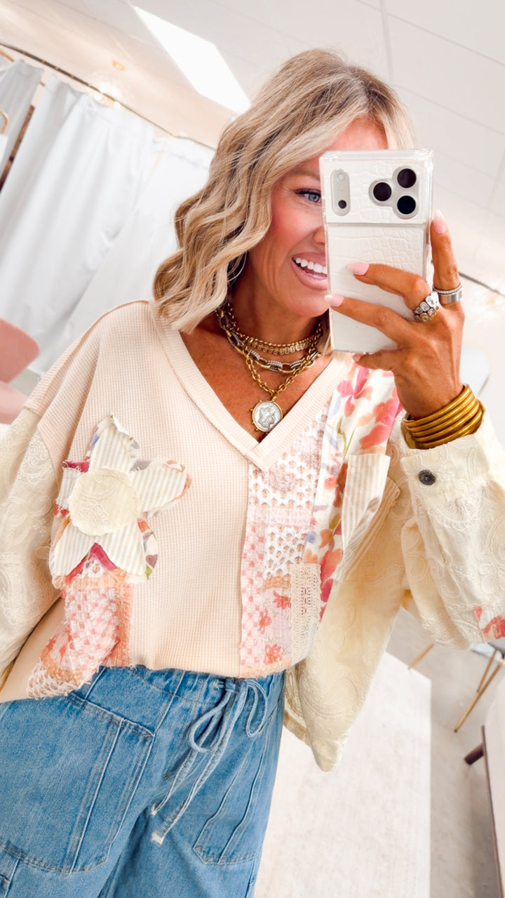 The Flower Child Top-Almond
