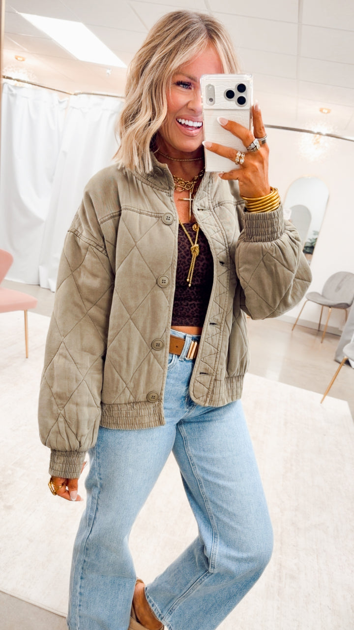 The Magnolia Quilted Jacket-Olive