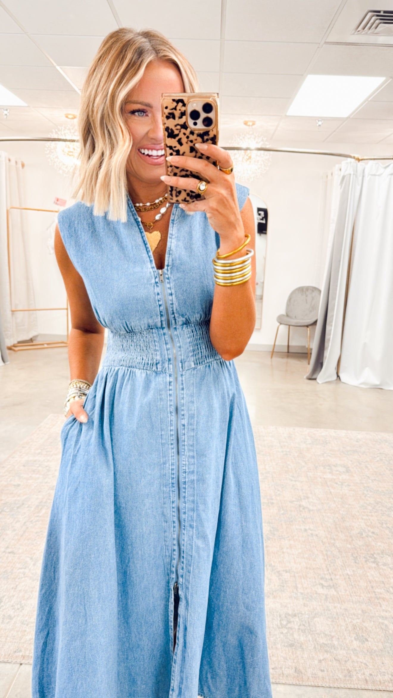 Knox Denim Midi Dress-Medium Wash – Sparkle Tallahassee