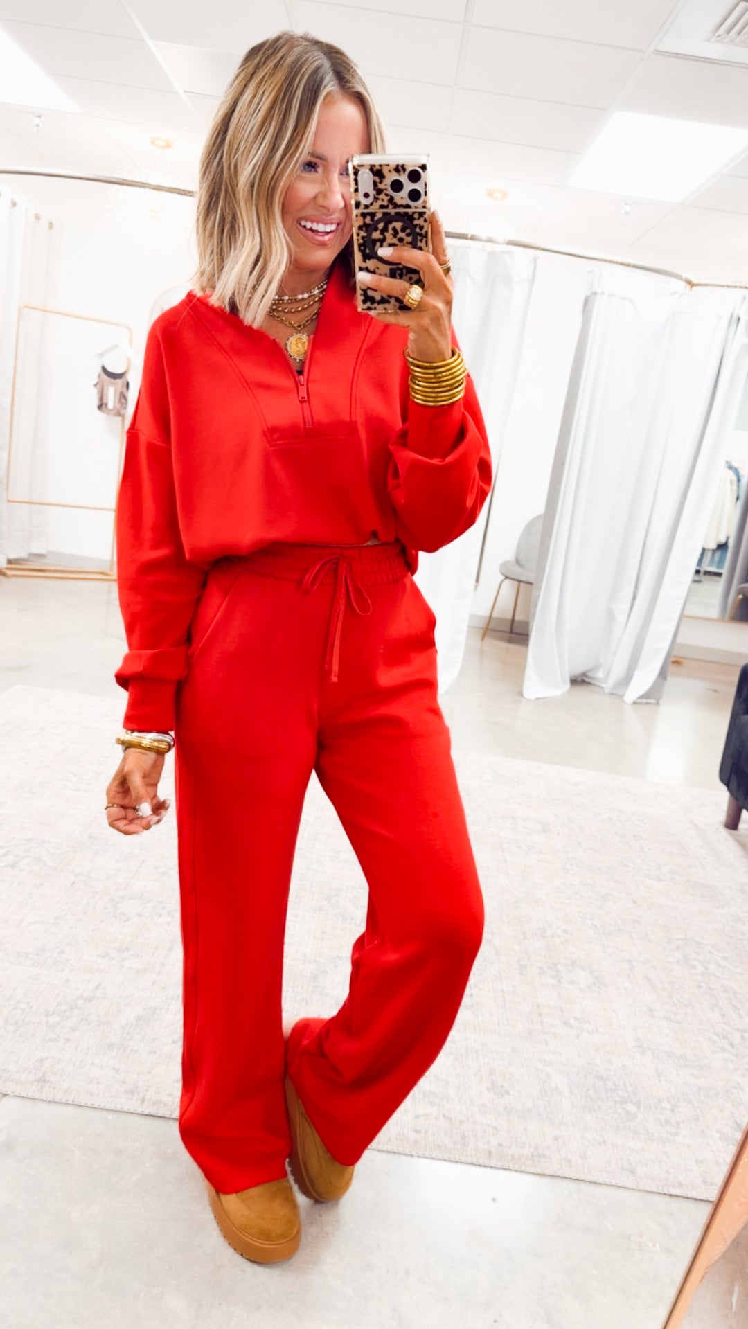 Smooth Form Half Zip Jacket-Red