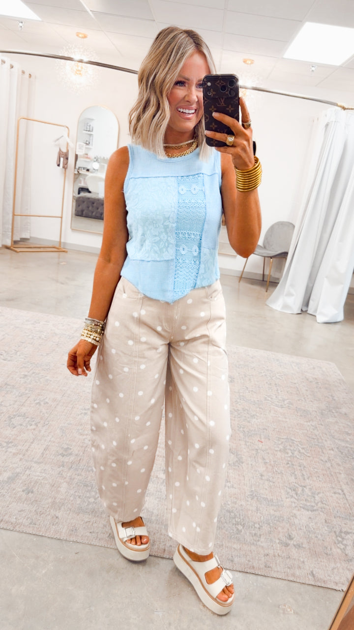 Lola Panel Tank-Powder Blue