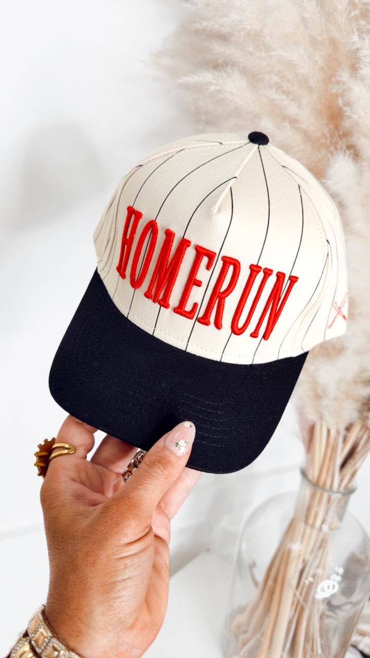 Homerun Trucker Hat-Striped/Red