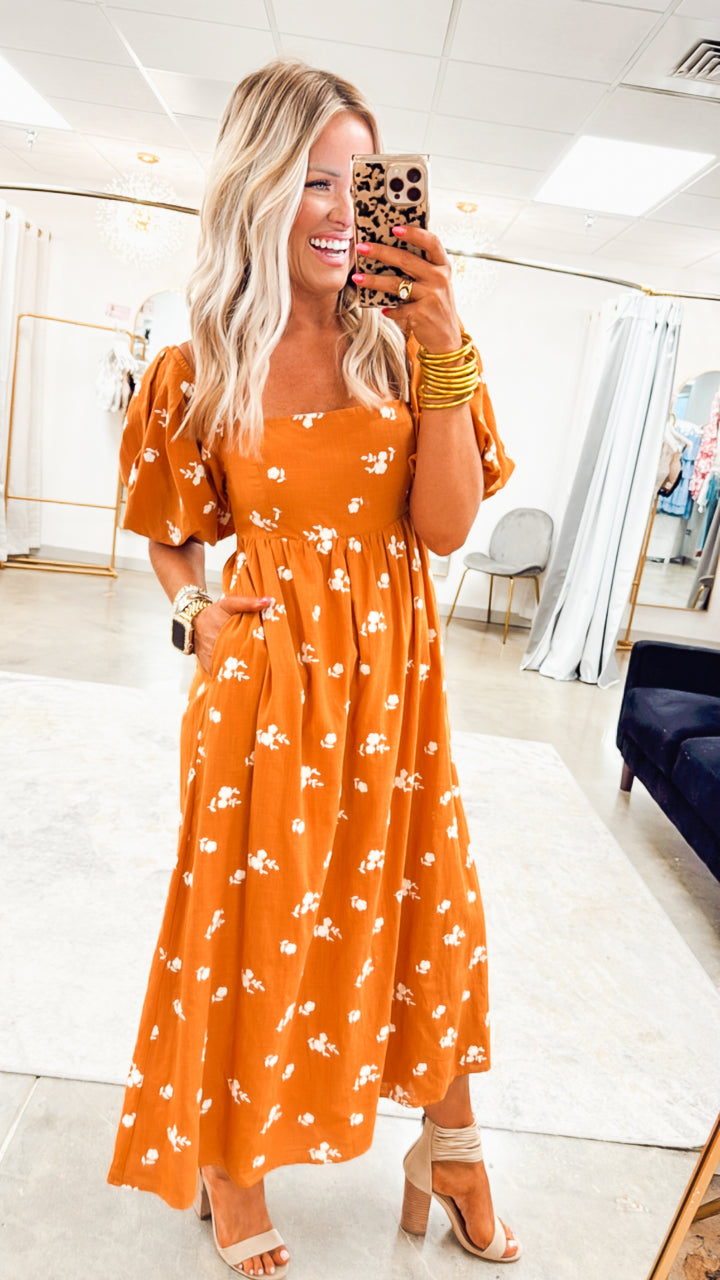 Sunrise Bloom Midi Dress