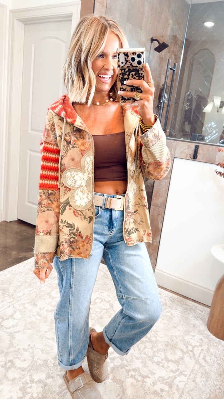 Floral Patchwork Hooded Jacket