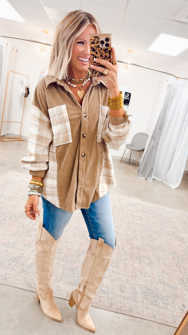 Plaid Corduroy Shacket