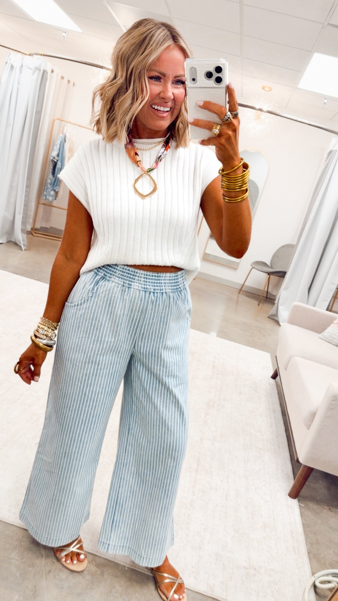 The Verity Stripe Denim Pants